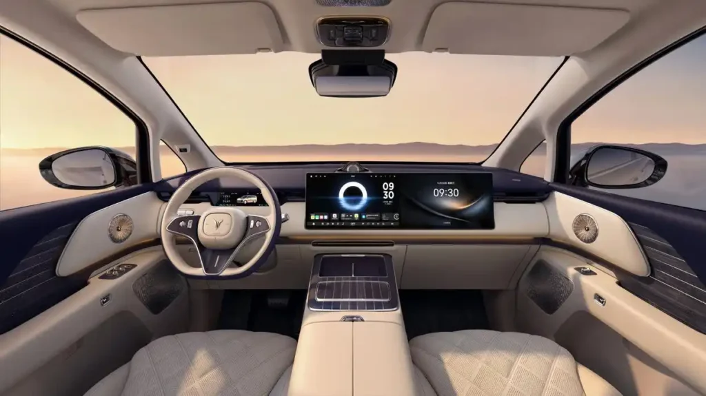 Voyah Dreamer 9 MPV interior cockpit featuring HarmonySpace 6 interface